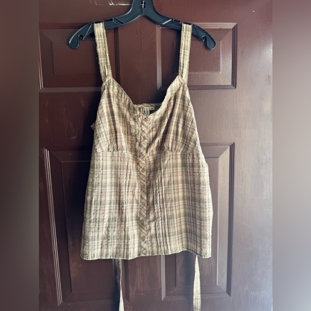 St. John’s Bay Brown Plaid Top Size XL NWT